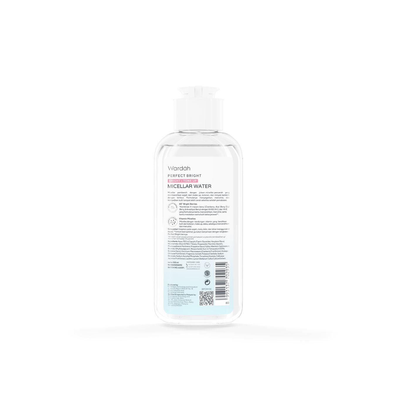 Wardah Perfect Bright Bright + Tone Up Micellar Water 100 Ml