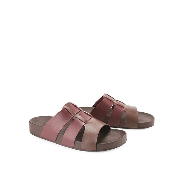 Johan Mule In Maroon/Dark Brown