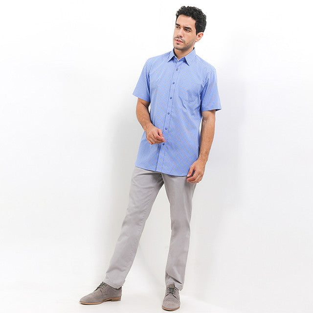 Hush Puppies Pakaian Pria Shirt 955 Chester In Blue