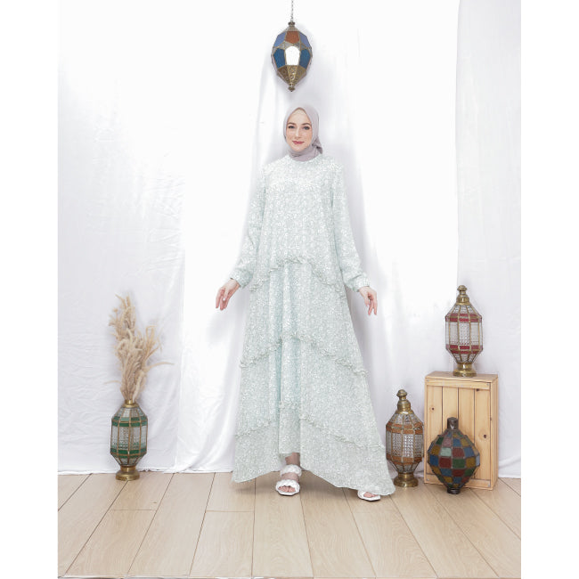 Naomi Ruffled 3-tier dress Light Green