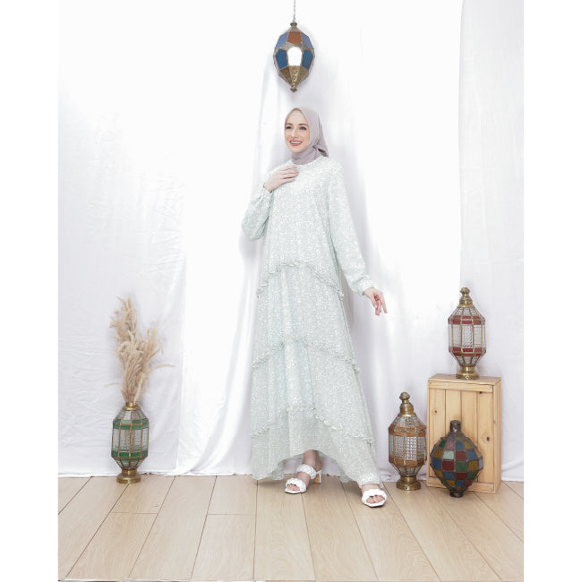 Naomi Ruffled 3-tier dress Light Green