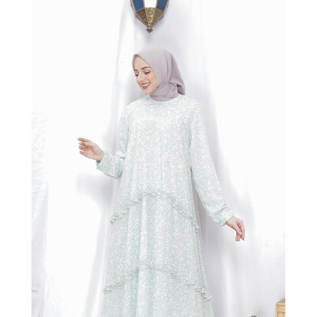 Naomi Ruffled 3-tier dress Light Green