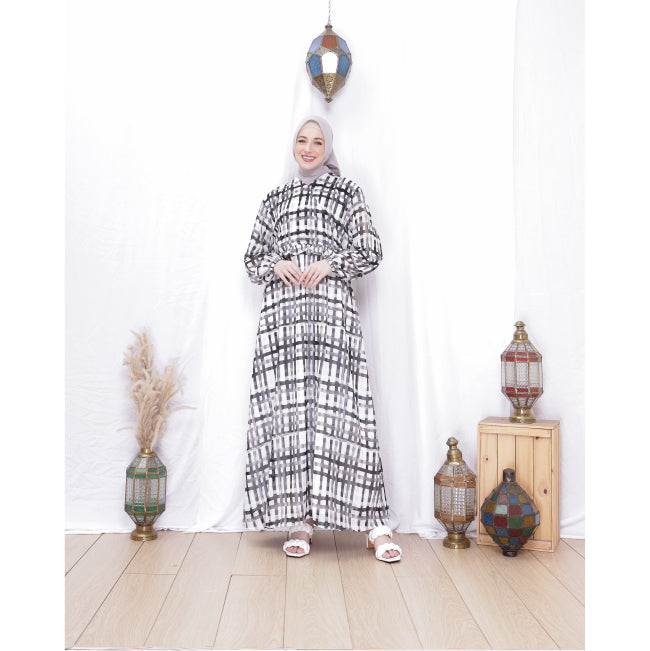 Sophia Side Cross Dress (Black and White)