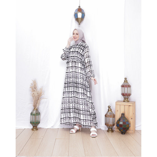 Sophia Side Cross Dress (Black and White)