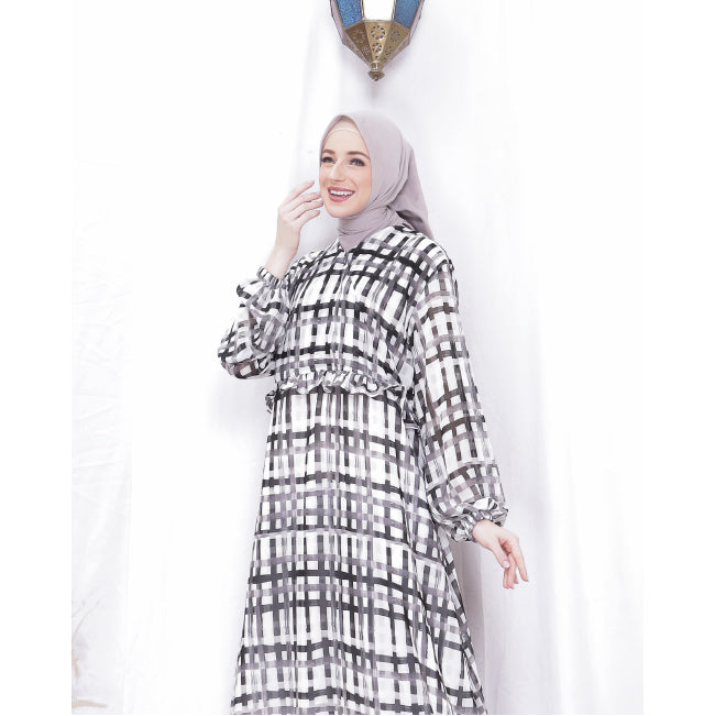 Sophia Side Cross Dress (Black and White)