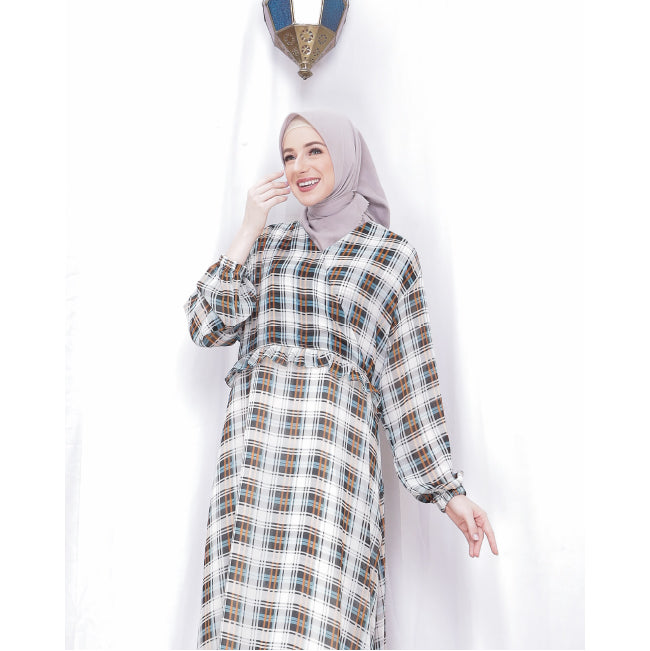 Sophia Side Cross Dress (Tartan Brown)