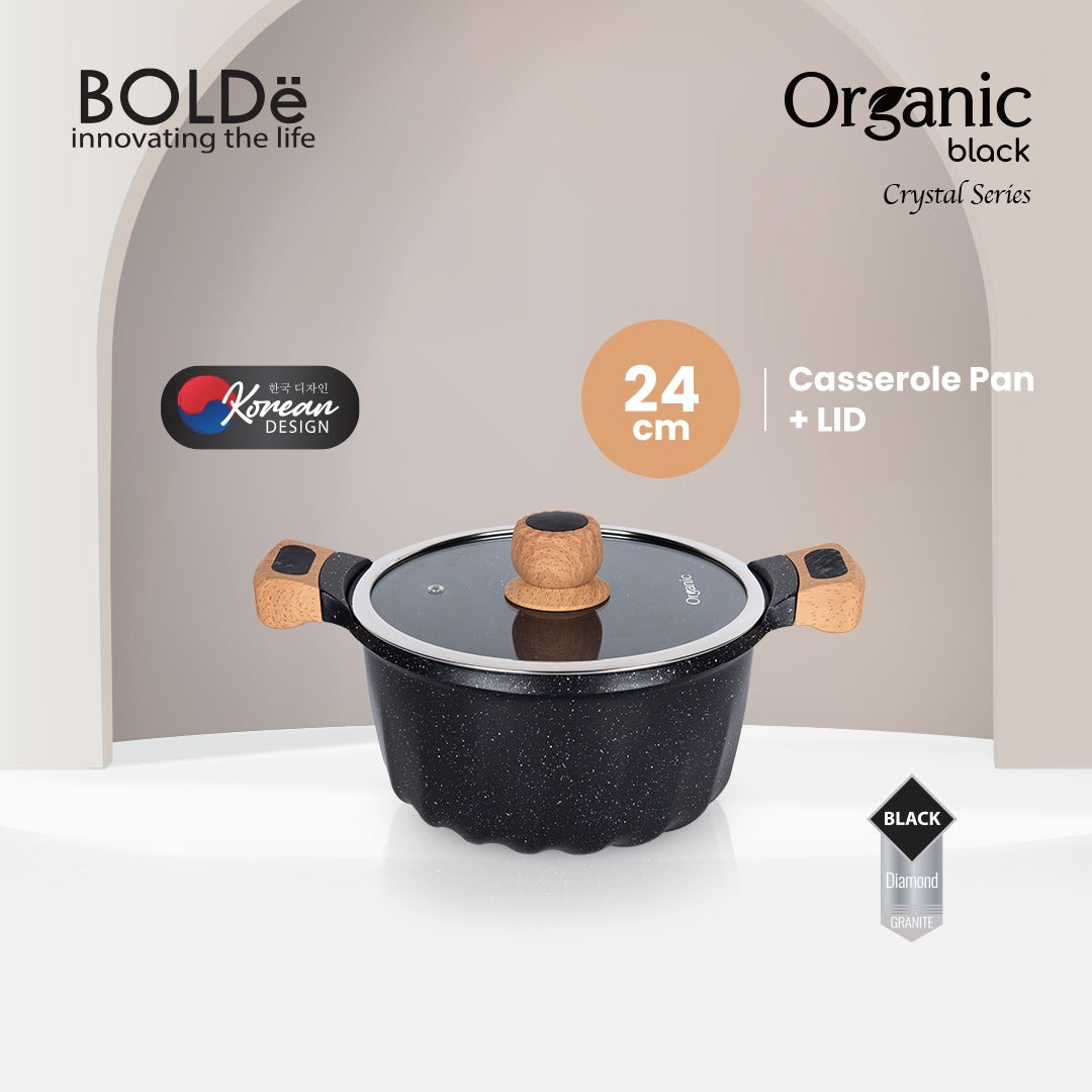 Organic Black Crystal Series Set 8 Pcs (Panci Set Anti Lengket)