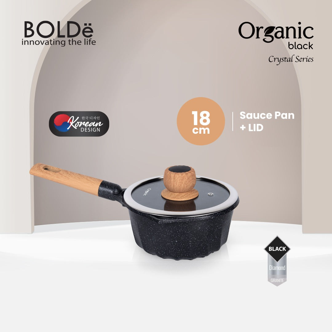 Organic Black Crystal Series Set 8 Pcs (Panci Set Anti Lengket)