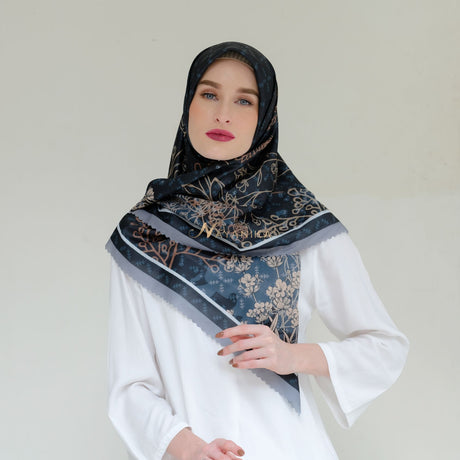 Nayanika Hijab Motif Saphire Premium Black Gold