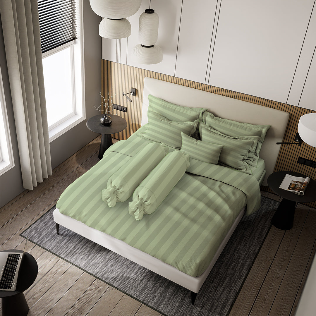 Nyenyak Bed Cover Premium Stripes Matcha