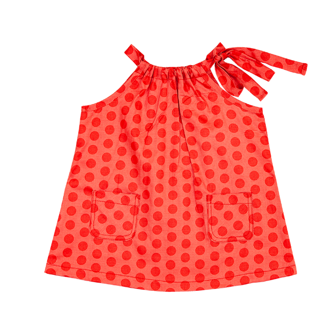 TORIO Festive Bright Orange Dress - Baju Anak Perempuan