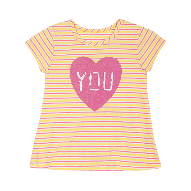 TORIO Basic T - Shirt Pink Heart - Baju Atasan Anak Perempuan - Kaos Anak Perempuan