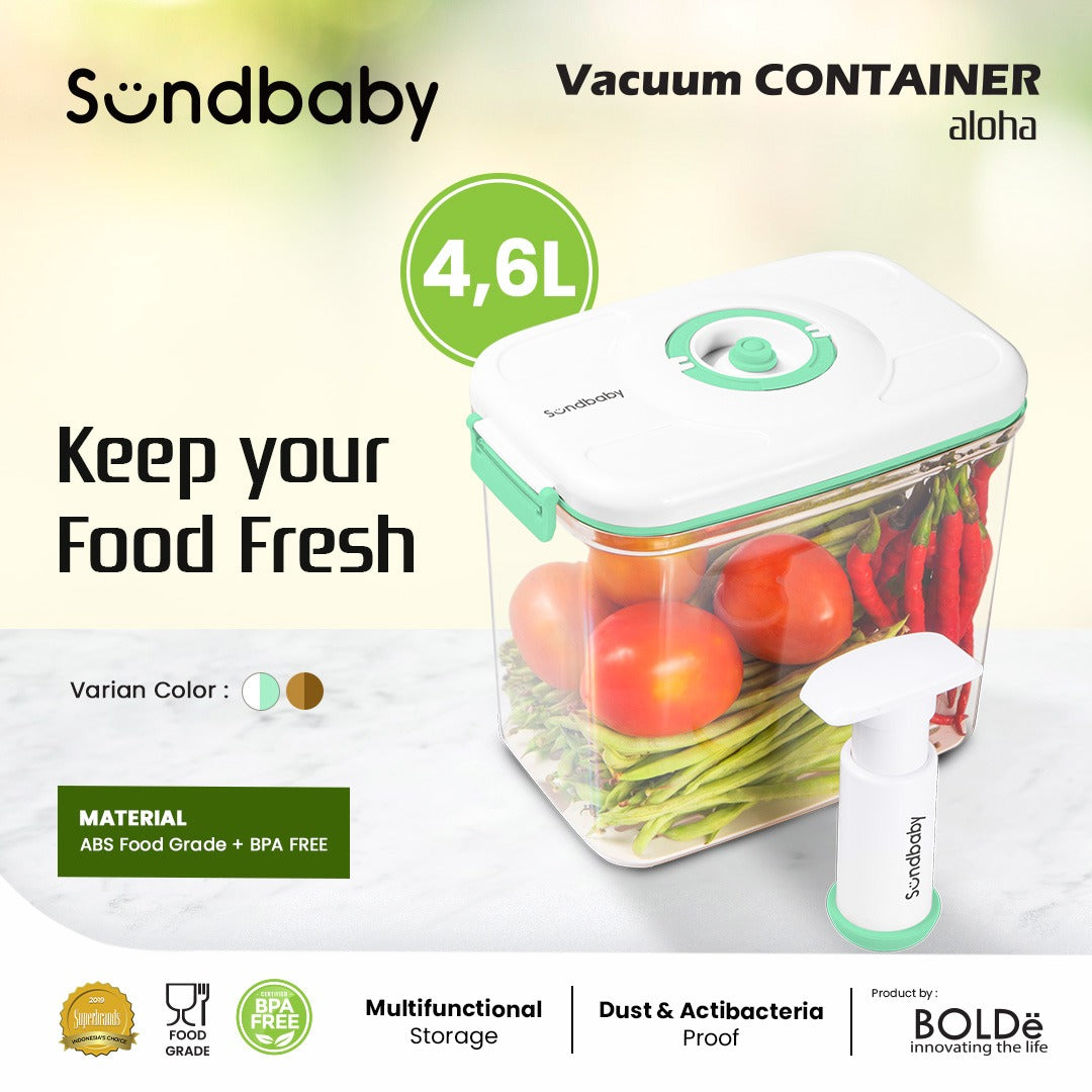 Sundbaby Smart Vacuum Container – Aloha 4.6L (Penyimpanan Makanan) Cream Brown
