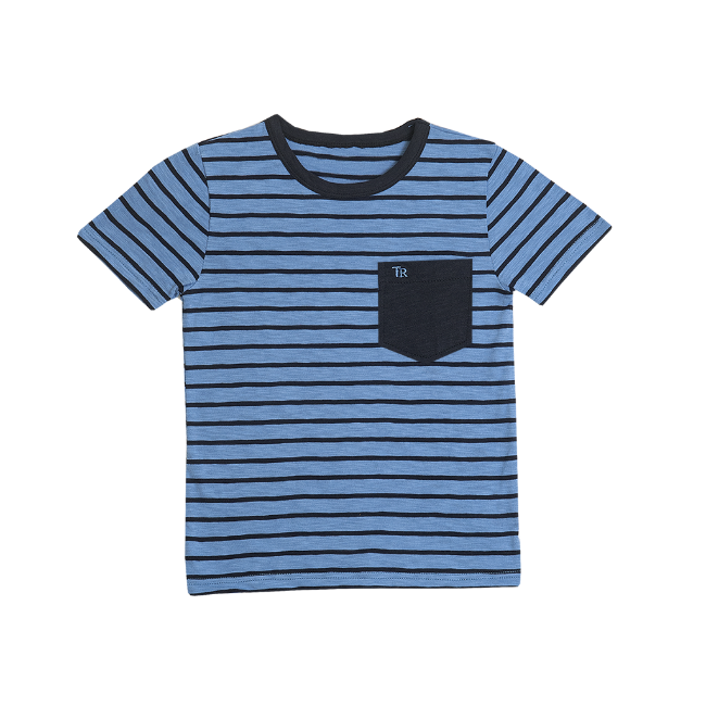 TORIO Basic T-Shirt Navy Stripe 6-12 Tahun - Kaos Anak Laki-Laki