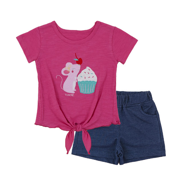 TORIO Short Pant Set Mouse With Cake - Setelan Anak Perempuan