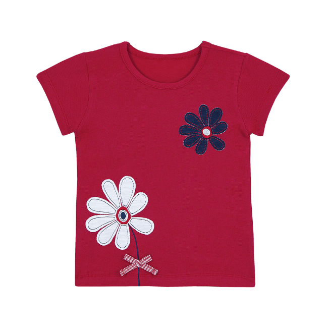 TORIO Basic T-Shirt Red Flower - Kaos Anak Perempuan