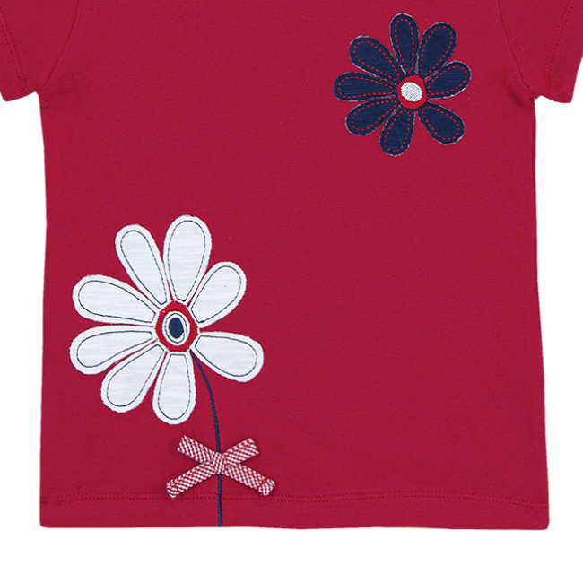 TORIO Basic T-Shirt Red Flower - Kaos Anak Perempuan