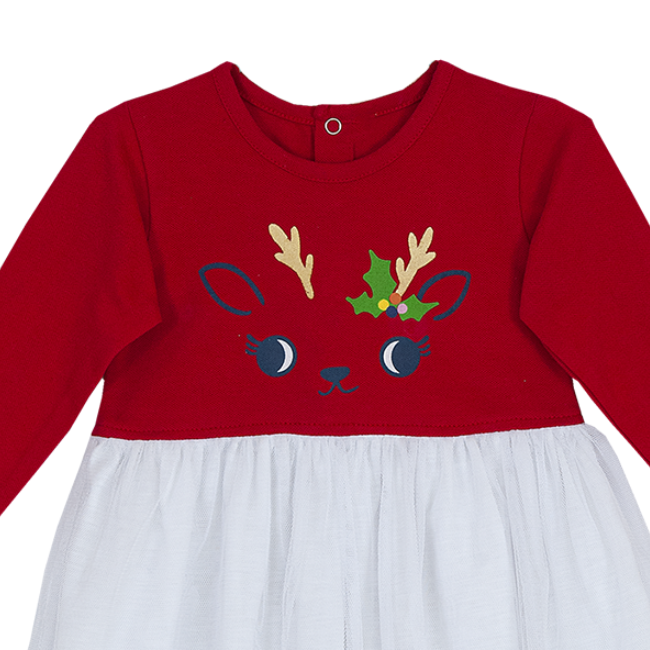 TORIO Cute Christmas Reindeer Dress - Dress Anak Perempuan