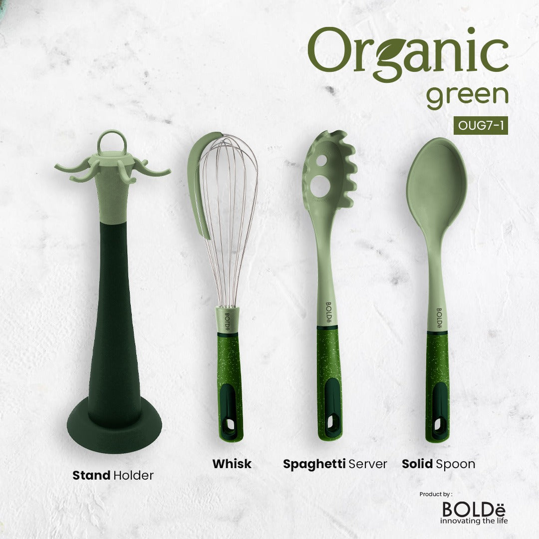 Organic Green Silicone Utensils 7pcs Set