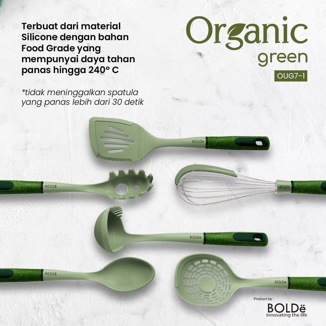 Organic Green Silicone Utensils 7pcs Set