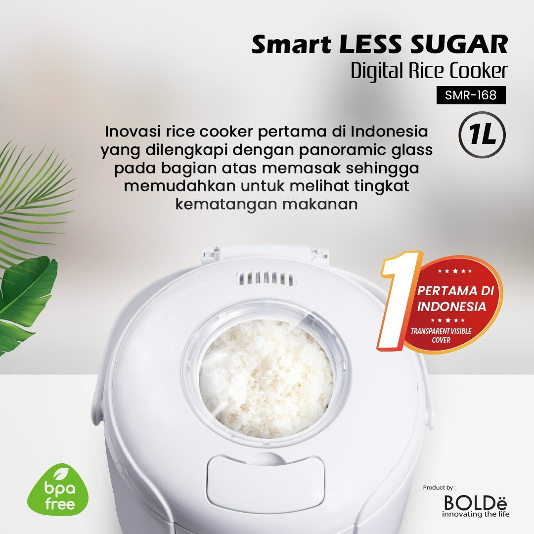 BOLDe Smart Less Sugar Digital Rice Cooker 1L White/white
