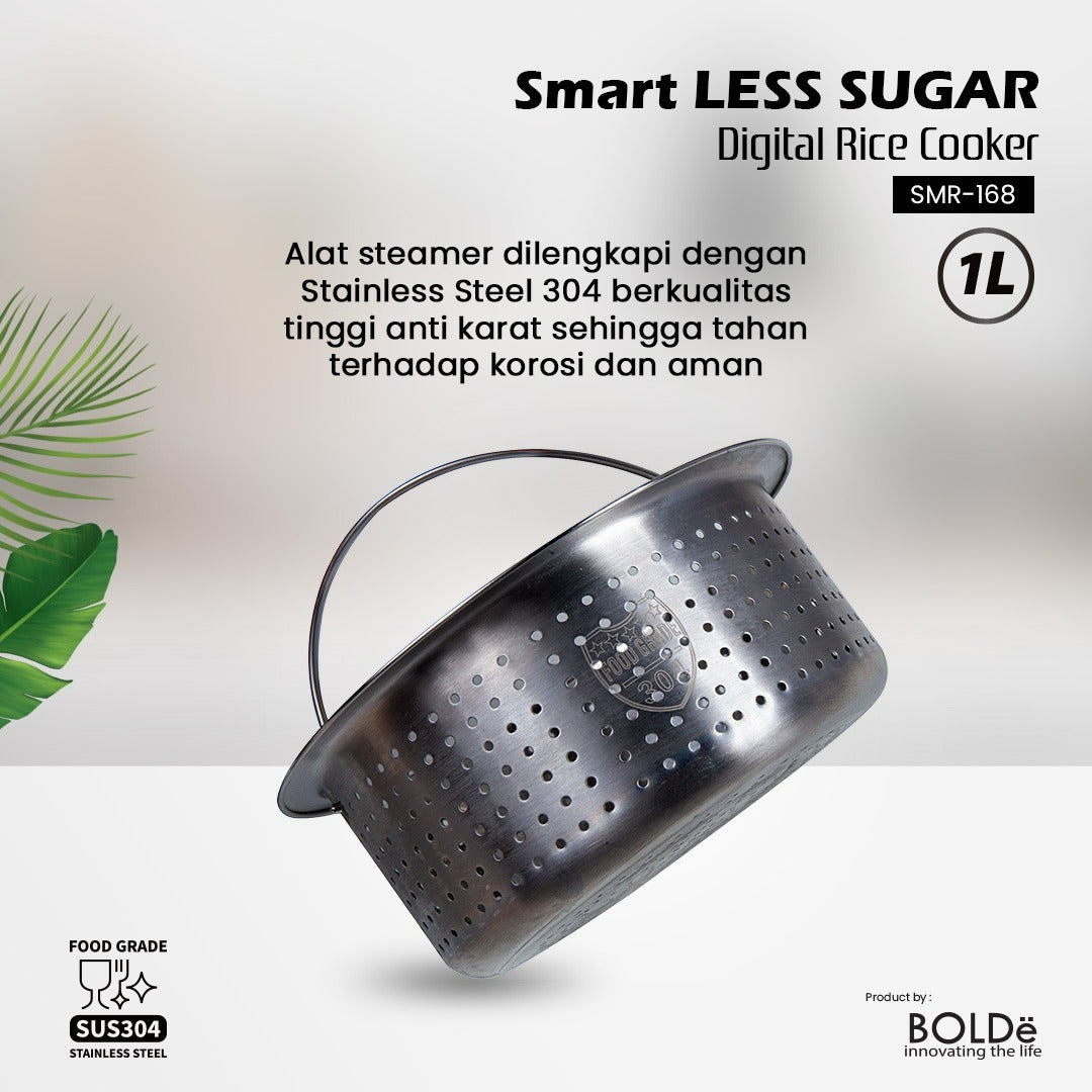 BOLDe Smart Less Sugar Digital Rice Cooker 1L White/white