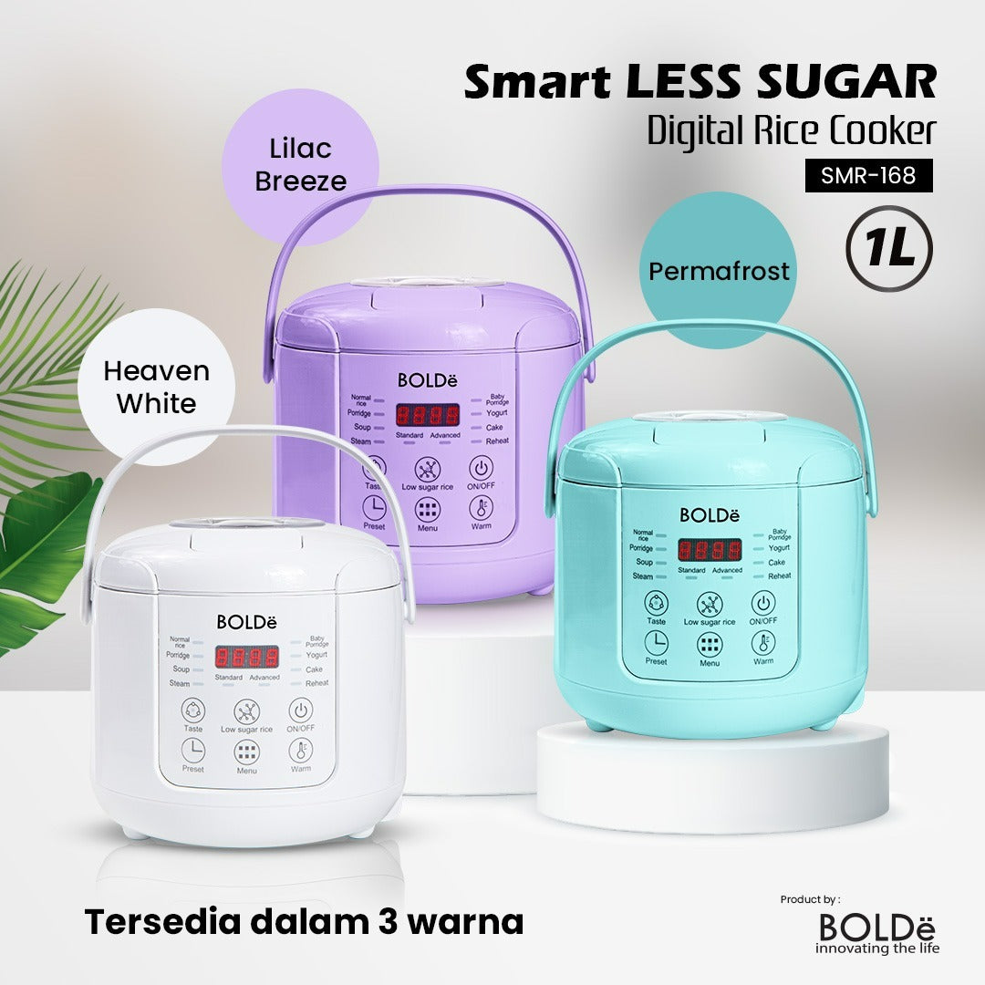 BOLDe Smart Less Sugar Digital Rice Cooker 1L White/white