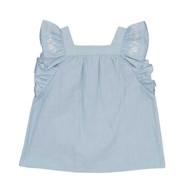 TORIO Ruffle Sleveless Blouse Denim - Atasan Anak Perempuan - Blouse Anak