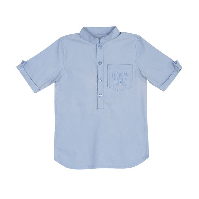 TORIO Koko Muslim Blue Shirt - Baju Koko Muslim Atasan Anak Laki-Laki