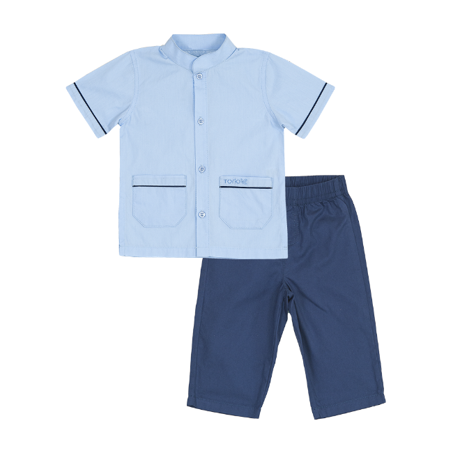 TORIO Koko Muslim Blue Shirt Set - Pakaian Muslim Anak Laki-Laki