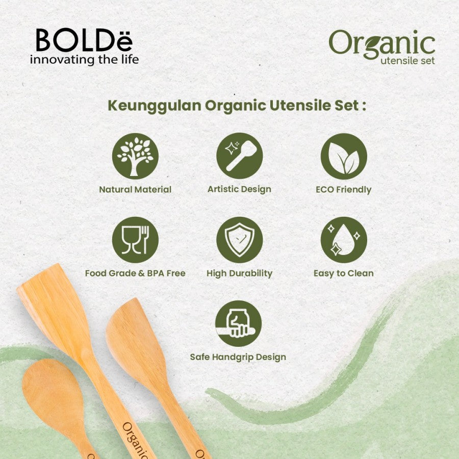 Organic Utensil Set 3 Pcs Wood Series