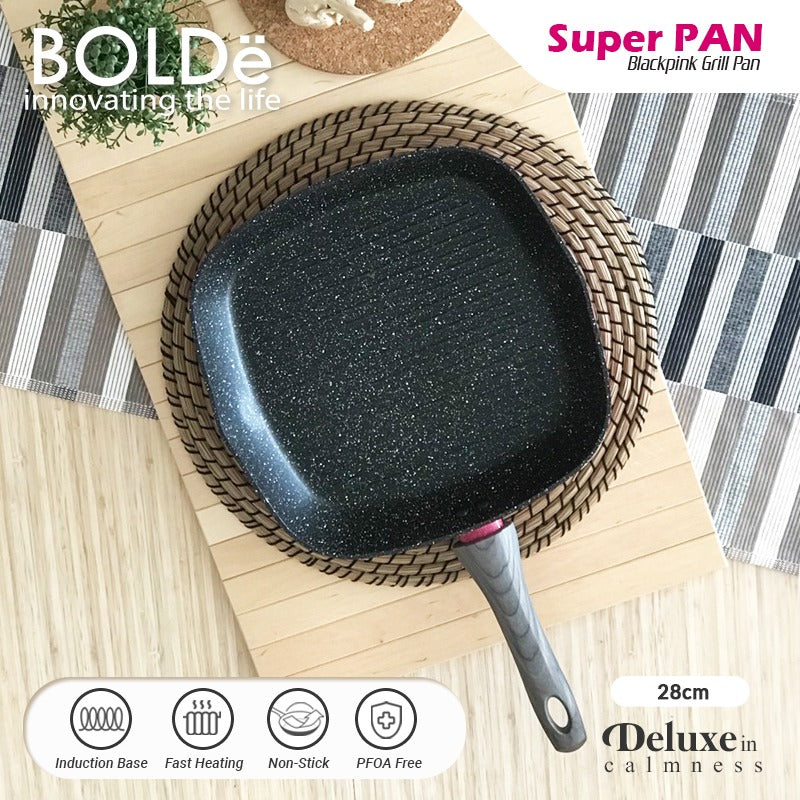 BOLDe Super Grill Pan 28 cm - Black Pink Granite Series