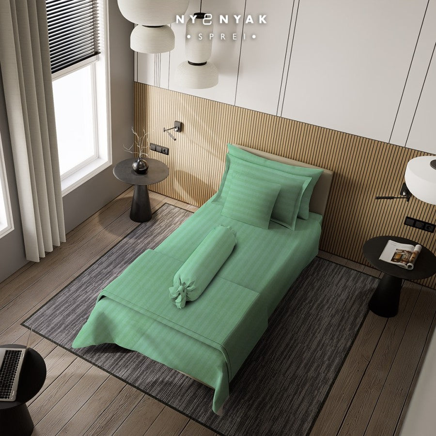 Nyenyak Bed Cover Premium Stripes Matcha