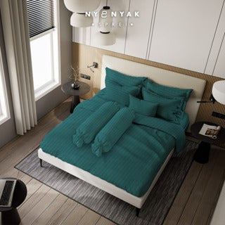 Nyenyak Bed Cover Premium Stripes Pine Green