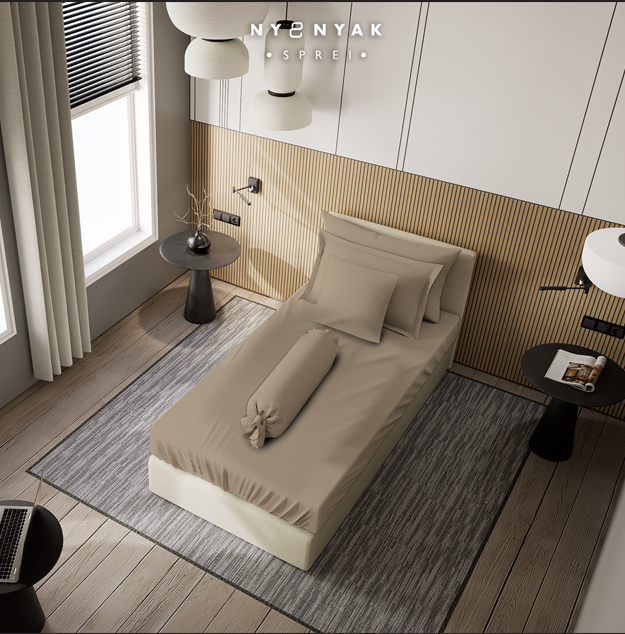 Sprei Nyenyak Solid Plain - Extra Single 100x200 - Khaki