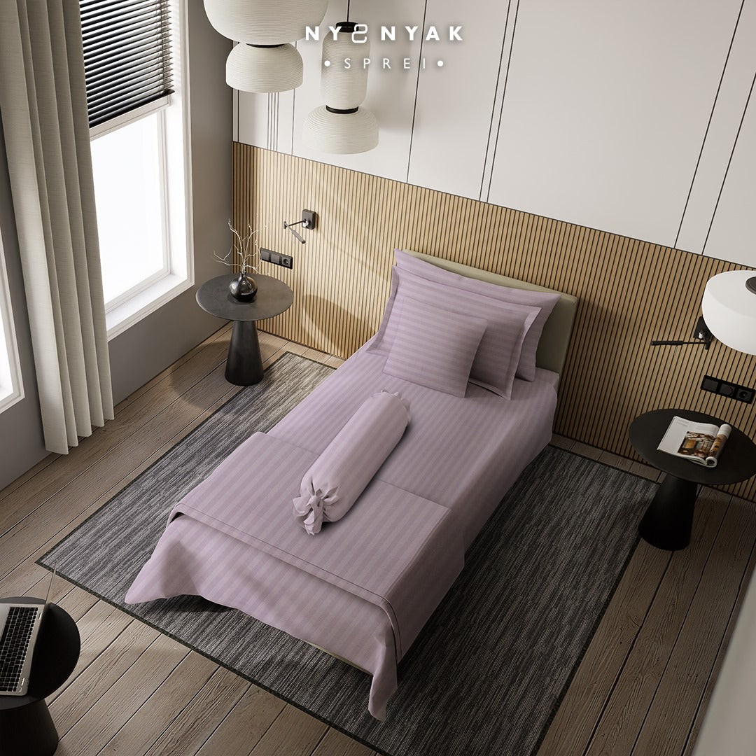 Nyenyak Bed Cover Premium Mini Stripes Plum