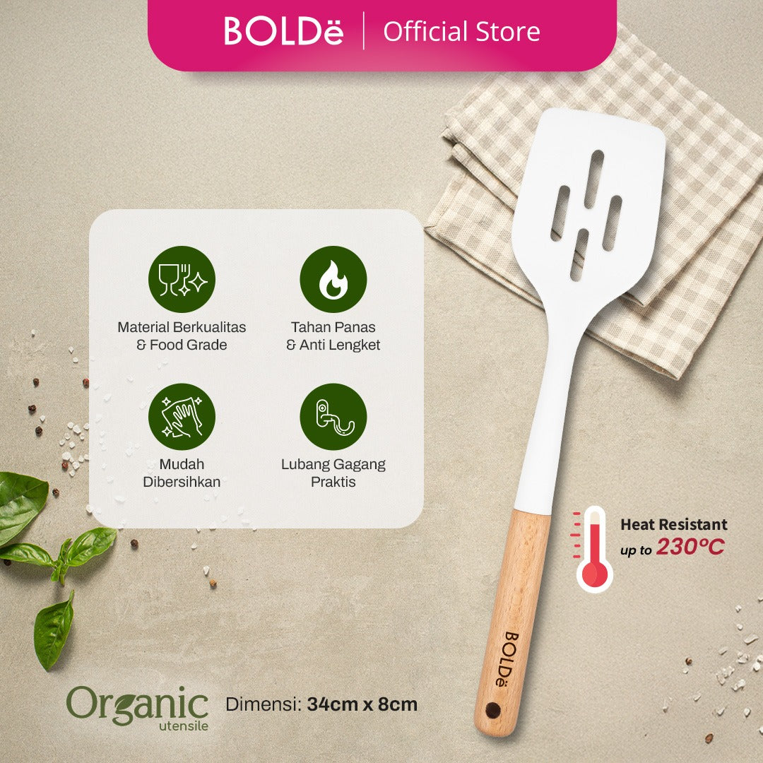 BOLDe Super Utensil Silicone Slotted Turner White