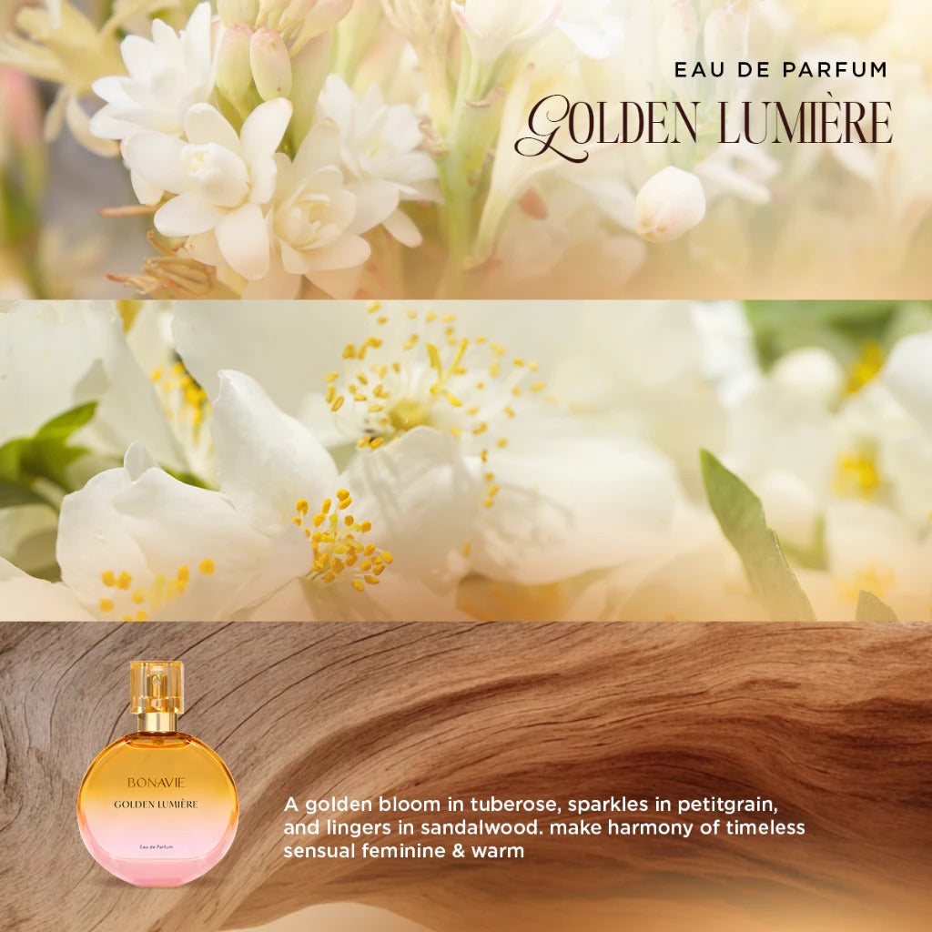 Bonavie Eau De Parfum - Golden Lumiere 30ml Parfum Wangi Tahan Lama EDP White Floral Bunga