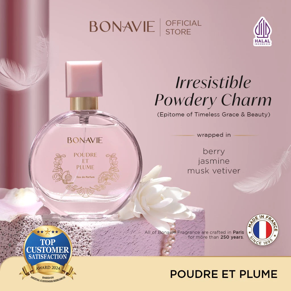 Bonavie Eau de Parfum - Poudre et Plume 30ml Parfum Wangi Tahan Lama EDP Powdery Bedak