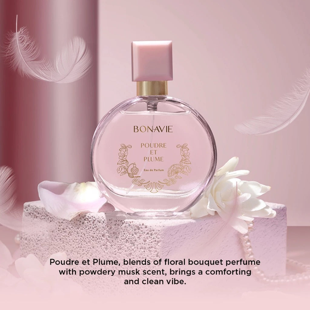 Bonavie Eau de Parfum - Poudre et Plume 30ml Parfum Wangi Tahan Lama EDP Powdery Bedak