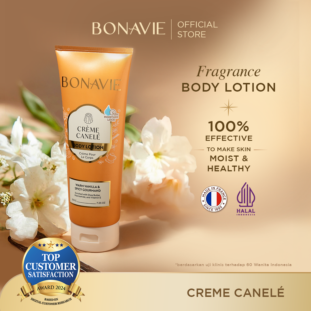 Bonavie Body Lotion Creme Canele 200gr Wangi Tahan Lama Melembapkan Mencerahkan