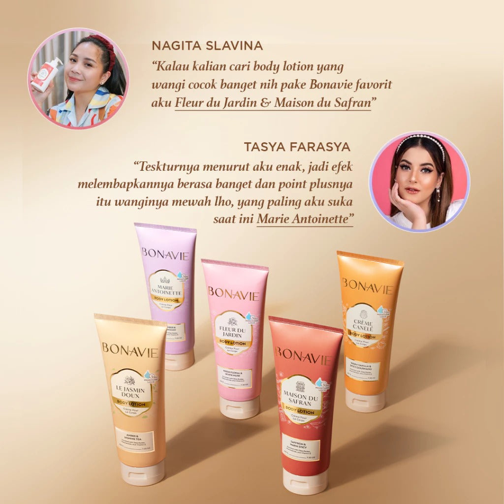 Bonavie Body Lotion Creme Canele 200gr Wangi Tahan Lama Melembapkan Mencerahkan