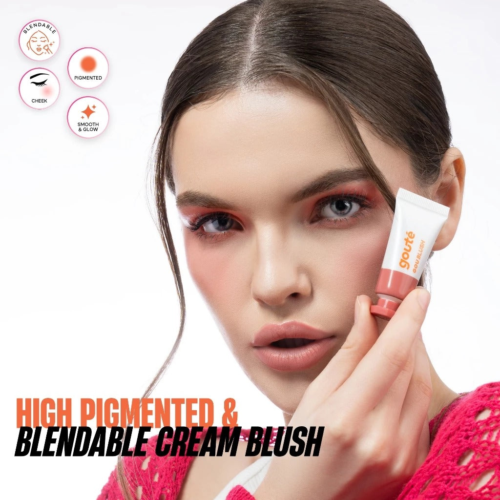 Goute Goublush Cream Blush for Cheek Blendable High Pigmented Lightweight Blush on - 04 Pink Street