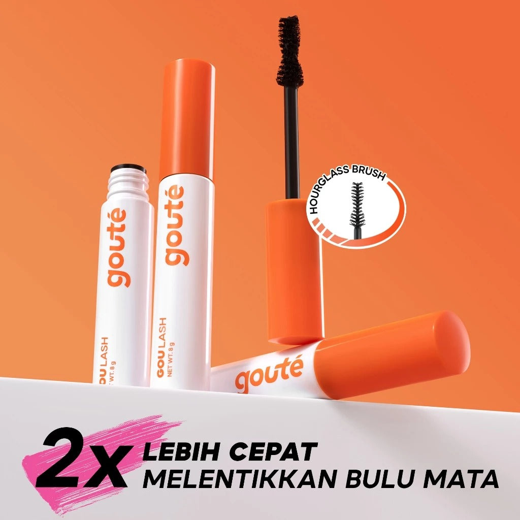 Goulash Quick Lift Mascara 2in1 Smudgeproof mascara yang dapat membuat bulu mata tampak lebih lentik dan tebal natural tanpa terasa bergumpal, tidak mudah luntur dan tahan lama. Dengan aplikator berbentuk jam pasir yang mampu menggulung bulu mata secara