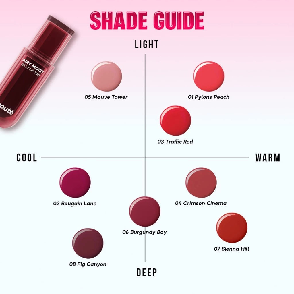 Goute Airy Jelly Lip Tint Stain - Light Moist | Long Lasting up 12H | Ringan Tahan Lama | Gloss Glossy | Dewy Cheek - 08 Fig Canyon