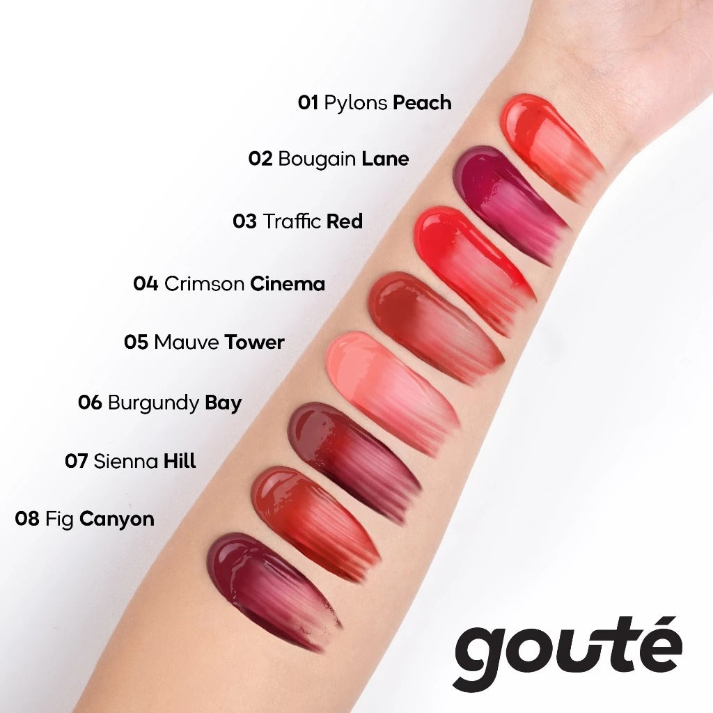 Goute Airy Jelly Lip Tint Stain - Light Moist | Long Lasting up 12H | Ringan Tahan Lama | Gloss Glossy | Dewy Cheek - 08 Fig Canyon
