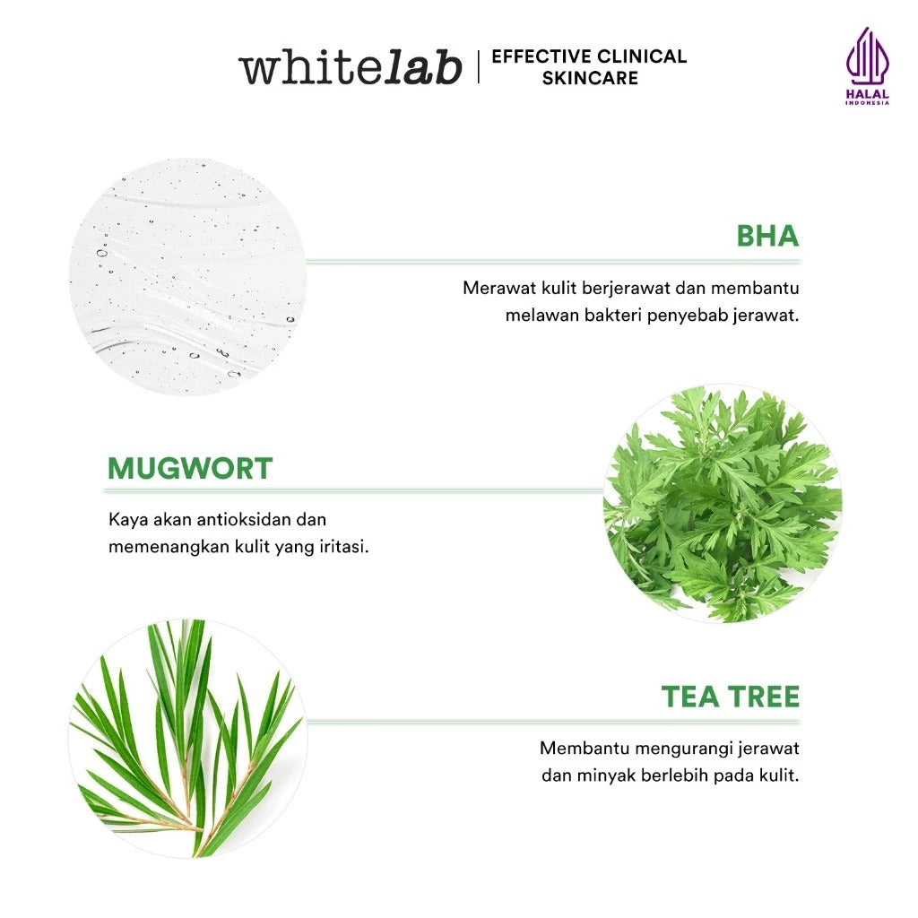 Whitelab Acne Care Facial Wash - Sabun Cuci Muka Untuk Kulit Jerawat Kontrol Minyak Berlebih Anti Bakteri dengan Mugwort, Tea Tree