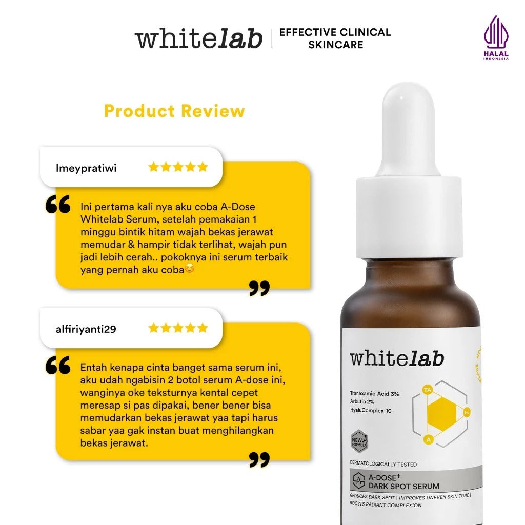 Whitelab Serum Arbutin Anti Dark Spot Flek Hitam - Serum Glowing Pencerah Wajah Bekas Jerawat
