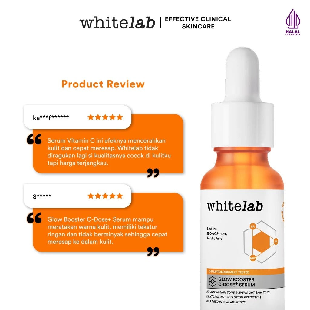 Whitelab Serum Vitamin C Glow Booster - Antioksidan Tinggi untuk Kulit Cerah dan Glowing C-Dose+ dengan NIO-VCS