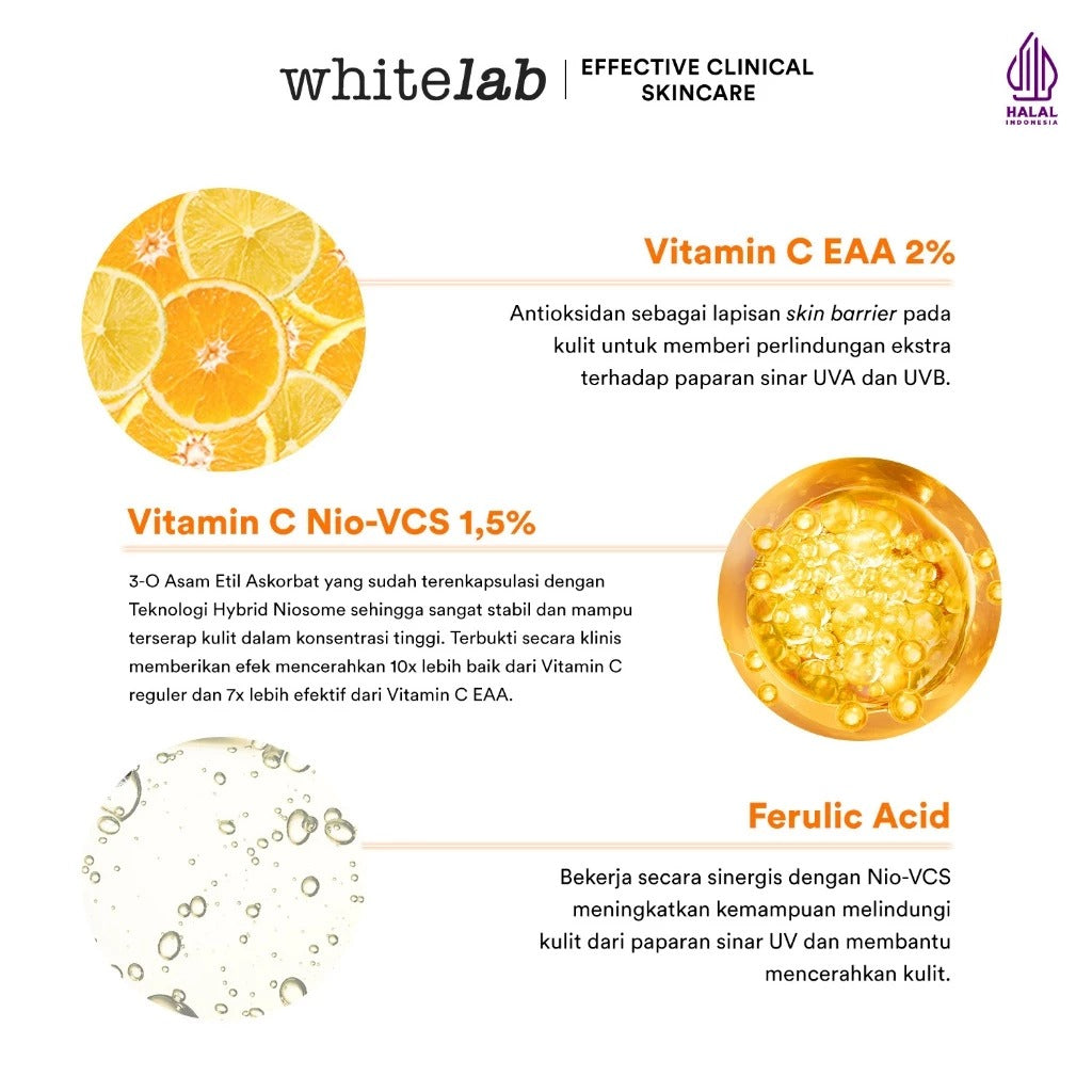 Whitelab Serum Vitamin C Glow Booster - Antioksidan Tinggi untuk Kulit Cerah dan Glowing C-Dose+ dengan NIO-VCS